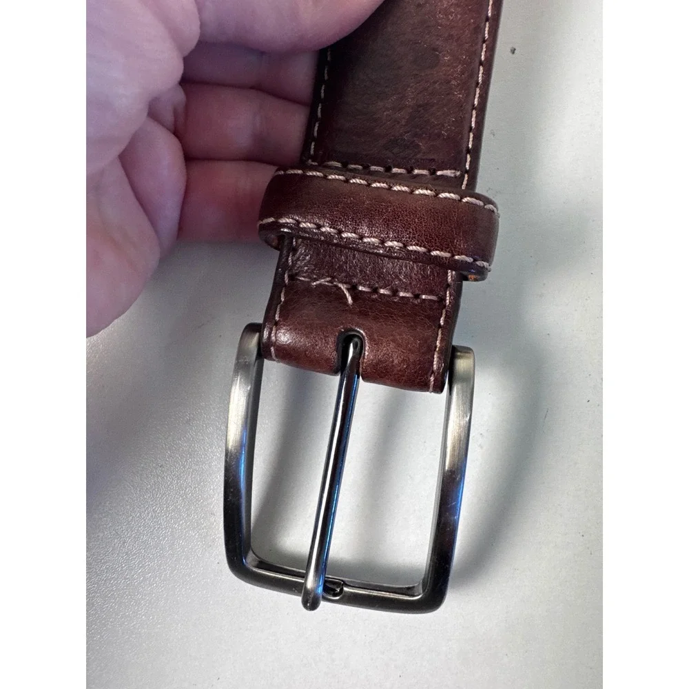 Italian Full Grain Leather Belt Men Size 34 Brown Casual